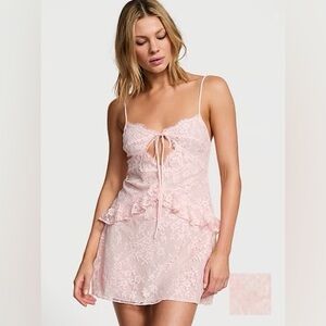 Victoria's Secret Dare to Dream Lace Flounce Mini Slip Dress